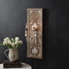 Aged Wood Panel Wall Sconce