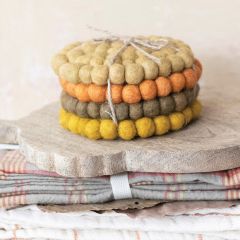 All About Autumn Felt Ball Coaster Set of 4