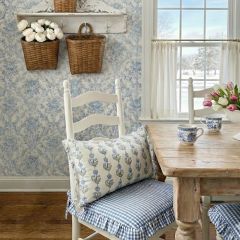 Beautiful Blue Floral Linen Block Print Lumbar Pillow Cover