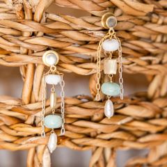 Amazonite and Howlite Stone Dangle Earrings