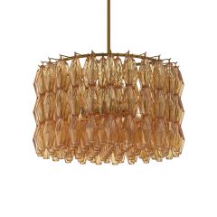 Amber Glass Crystals Drum Chandelier | SHIPS FREE