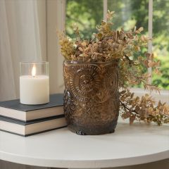 Amber Glass Owl Vase