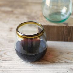 Amber Rimmed Stemless Wine Glass Set of 6