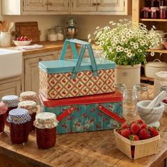 Americana Cherries Lidded Metal Bins Set of 2