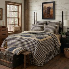 Americana Country Navy Check Quilt Set
