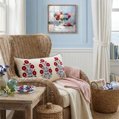 Americana Floral Embroidered Accent Pillow