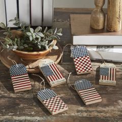 Americana Tag Ornaments Set of 6