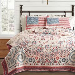 Americana Themed Boho Quilt and Sham Set