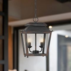 Antique Black 2 Bulb Lantern Pendant Light