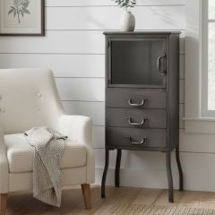 Antique Black 3 Drawer Metal Storage Cabinet