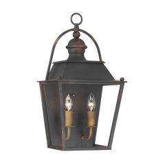 Antique Black Iron 2 Light Lantern Sconce