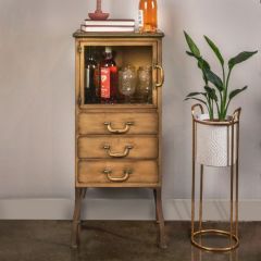 Antique Brass 3 Drawer Metal Storage Cabinet