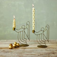 Antique Brass Angel Taper Holder Set of 2