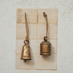 Antique Brass Bell Ornament Set of 2