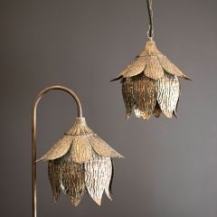 Antique Brass Blooming Tulip Pendant Light