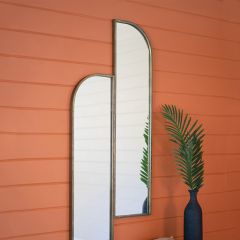 Antique Brass Double Panel Wall Mirror