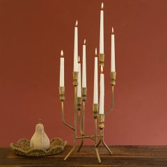 Antique Brass Eight Taper Footed Candelabra