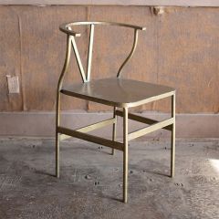 Antique Brass Finish Metal Accent Chair