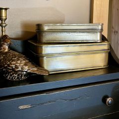 Antique Brass Hinged Metal Box Set of 2
