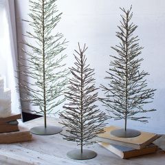 Antique Brass Wire Pine Tree Set of 3