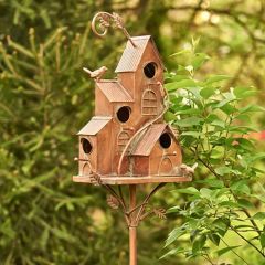 Antique Copper Bungalow Birdhouse Stake