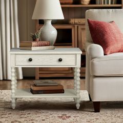 Antique Cream Turned Leg Nightstand