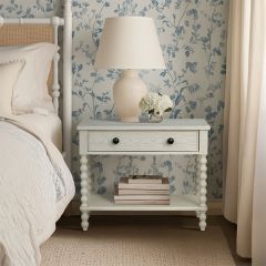 Antique Cream Turned Leg Nightstand
