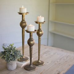 Antique Finish Brass Candle Holder Set of 3
