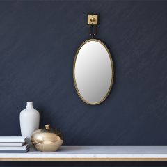 Antique Finish Hanging Wall Mirror With Bracket 