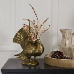 Antique Gold Autumn Turkey Vase