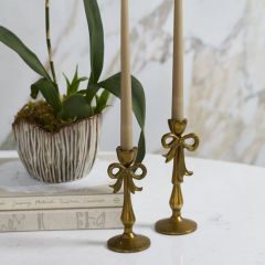 Antique Gold Bow Taper Candlestick One of Each