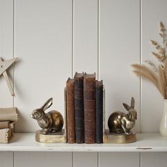 Antique Gold Finish Rabbit Bookends