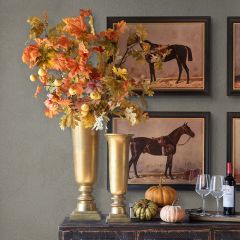Antique Gold Metal Pedestal Urn