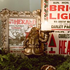 Antique Gold Santa Claus Candle Holder