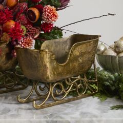 Antique Gold Sleigh Planter