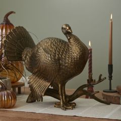 Antique Gold Turkey On a Branch Centerpiece Male
