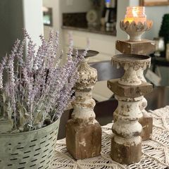 Antique Inspired Crown Candle Stands Set of 2