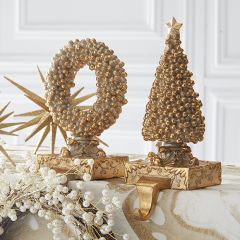 Antique Inspired Gold Stocking Holder Set of 2