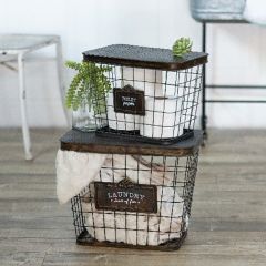 Antique Inspired Metal Basket, Set of 2