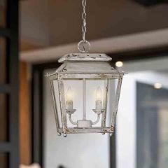 Antique Ivory 2 Bulb Lantern Pendant Light