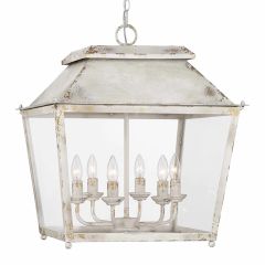 Antique Ivory 6 Bulb Lantern Pendant Light