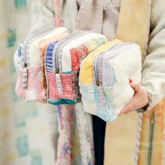 Antique Kantha Quilted Cosmetic Bag