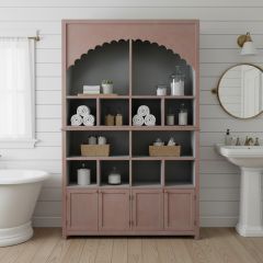Antique Pink Wood Storage Cabinet