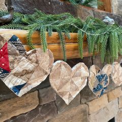 Antique Quilt Rustic Multicolor Heart Garland