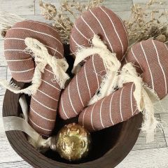 Antique Red Candy Cane With Tattered Bow Set of 3