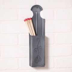 Antique Style Punched Tin Match Holder