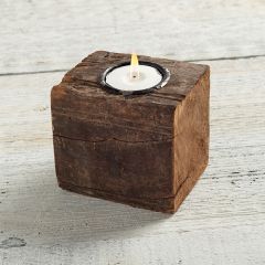 Antique Wood Block Tealight Holder Set of 3