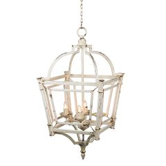 Antiqued 4 Light Birdcage Chandelier