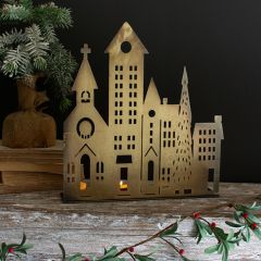 Antiqued Brass Village Silhouette Tabletop Decor