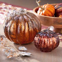 Antiqued Bronze Glass Pumpkin